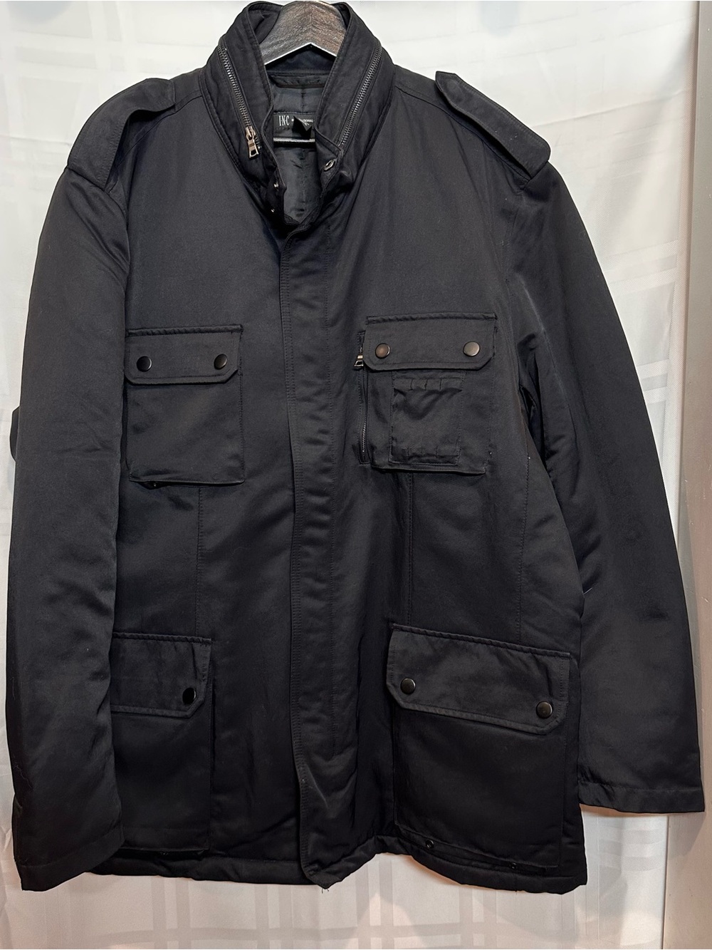 INC International Concepts Black Military Field Jacket